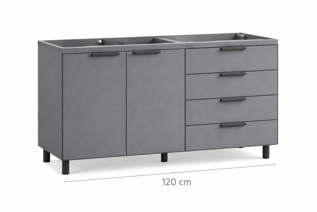 Balcão de Pia 2 Portas e 4 Gavetas 120 cm