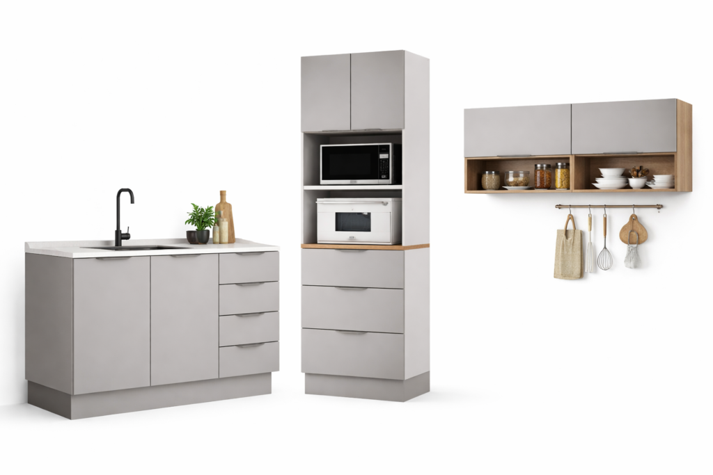 Cozinha Compacta Modulada (Balcão, Torre Quente e Aéreo)
